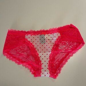 Victoria’s Secret NWT Size S white and pink lace trim bikini panty underwear